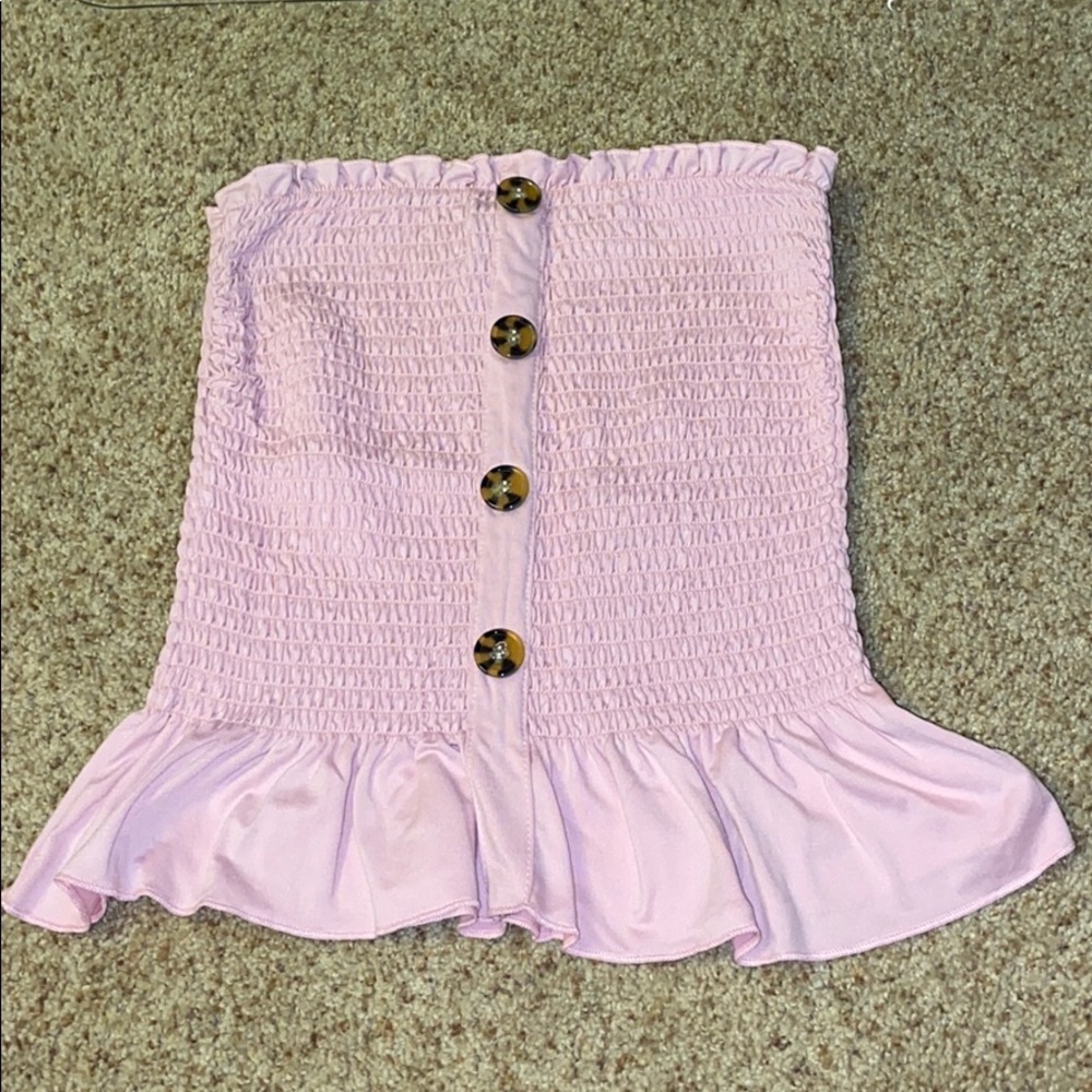 pink button down tube top